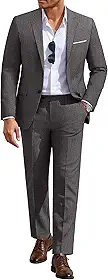 Ternos masculinos de 2 peças, ajuste clássico, 2 botões, conjuntos de ternos casuais, blazer e calça social para casamento, negócios, formatura