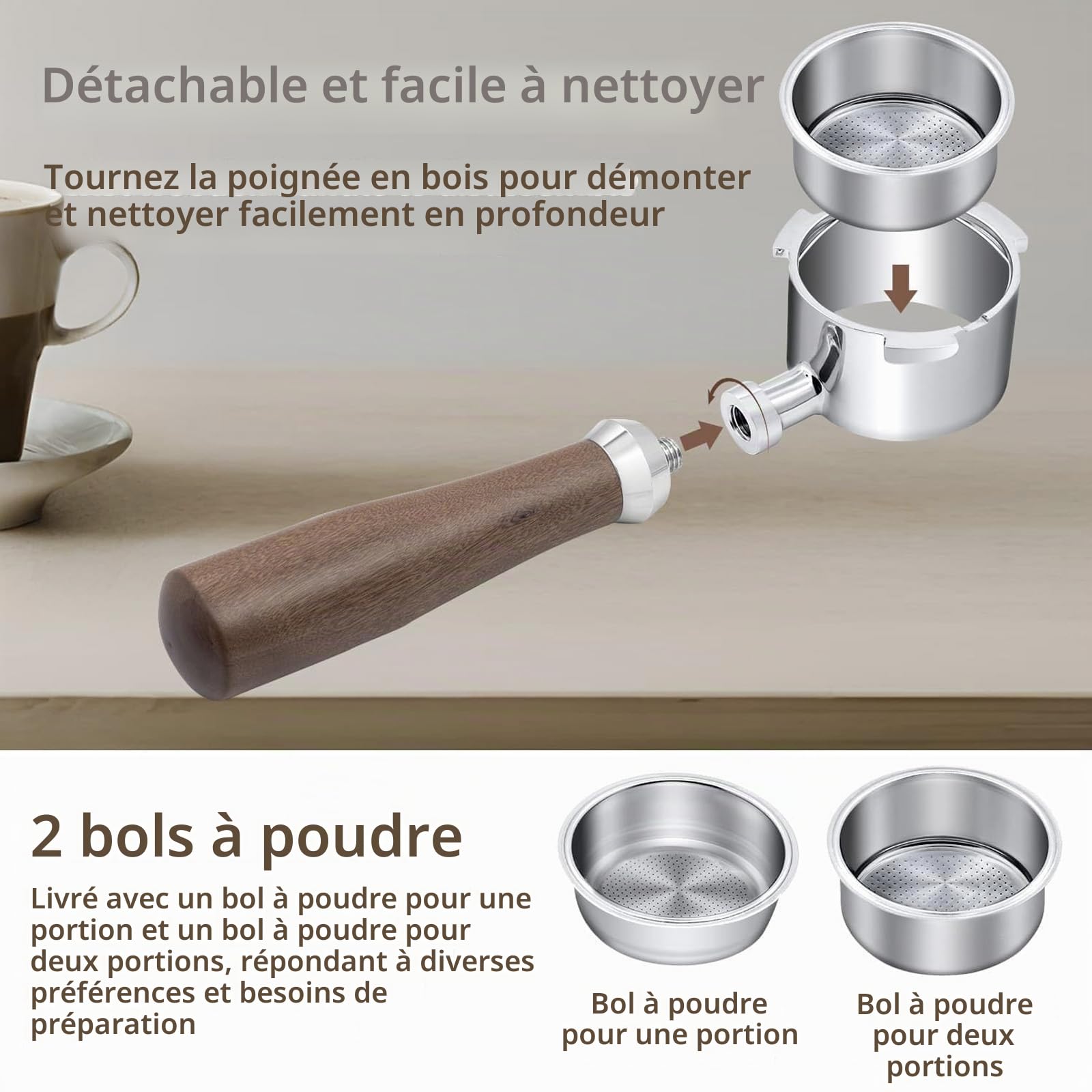 Porte-filtre Sans Fond 51mm, 3 Ears Bottomless Portafilter Compatible