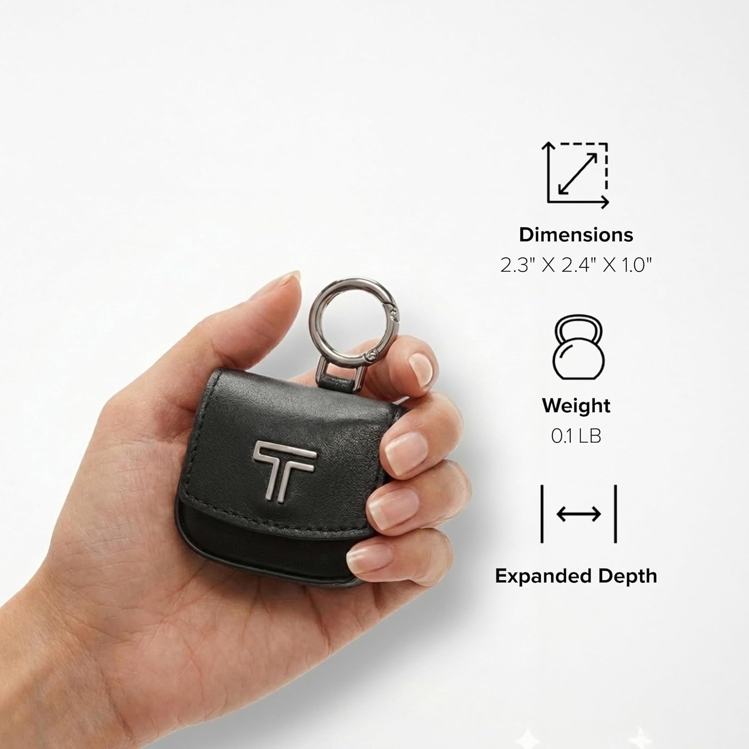 TUMI - Belden Airpods Charm - Men's and Women's Premium Leather Earbud Case - Black with Gunmetal Hardware