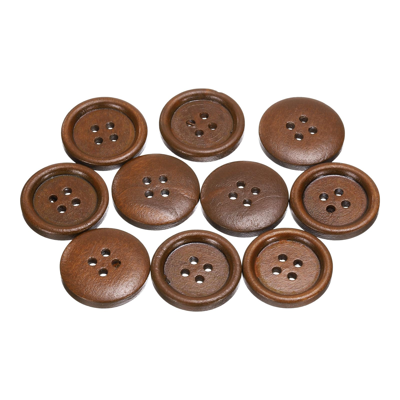 HARFINGTON 10 botones de costura de madera de 36 L de 23 mm, 4 agujeros redondos de madera, botones de repuesto para ropa, manualidades, decoración, café
