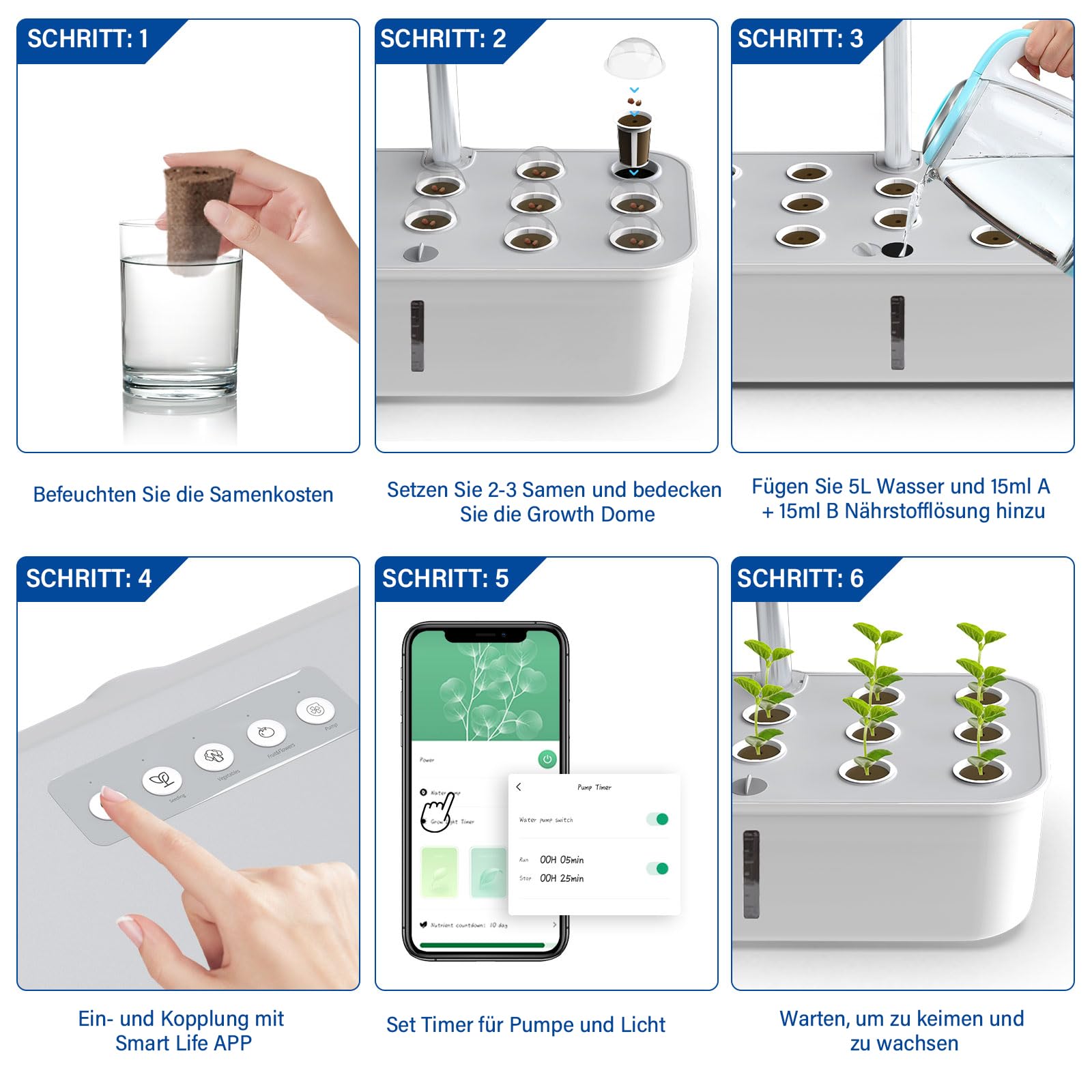 Smart Garden, sistema hidropónico WiFi, 12 macetas, jardín de hierbas para interiores con LED ajustable, cosecha frescura directamente en casa