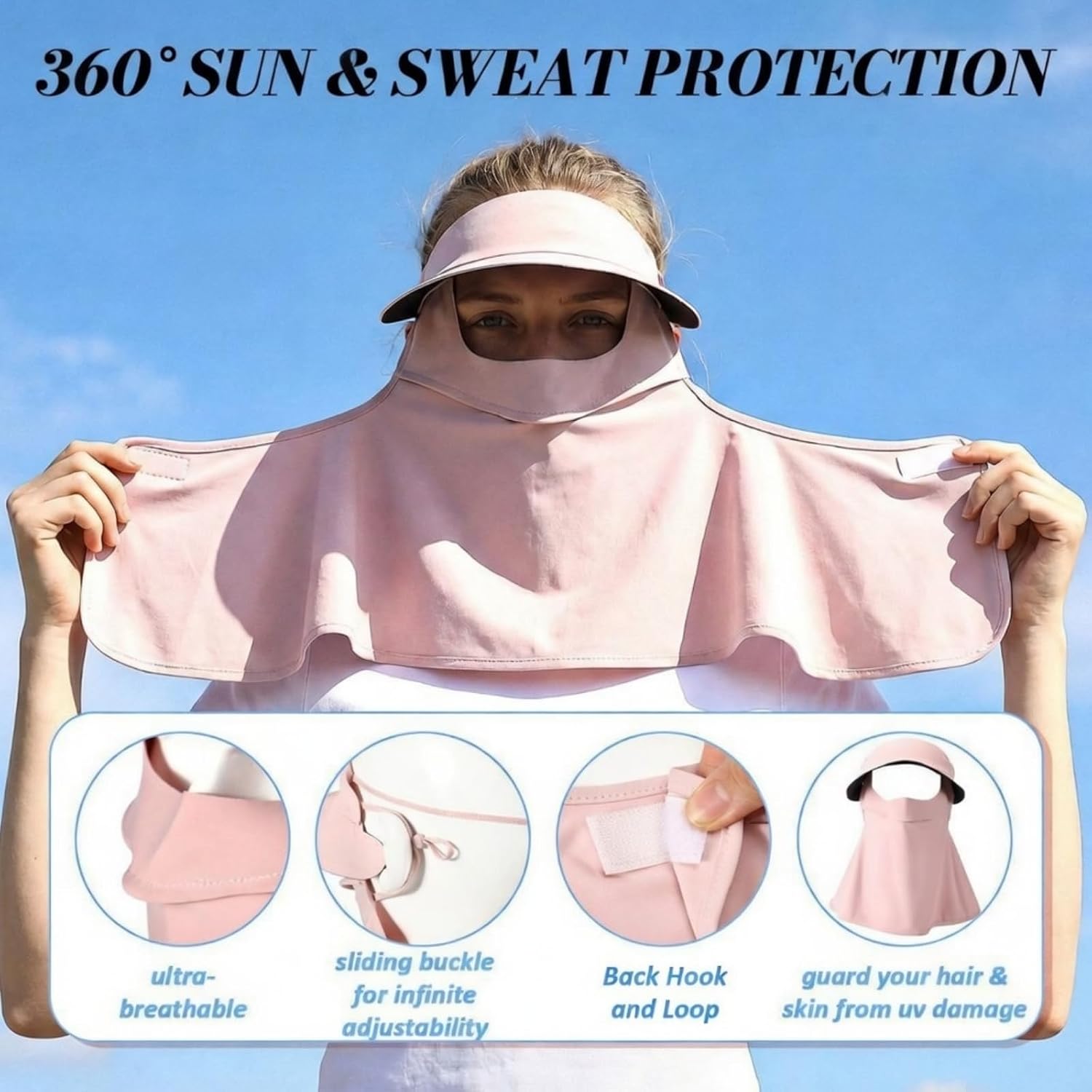 2 Pack UV Face Mask for Sun Protection with Neck Coverage Face Cover Covering UPF 50+ for Summer Outdoor Activities