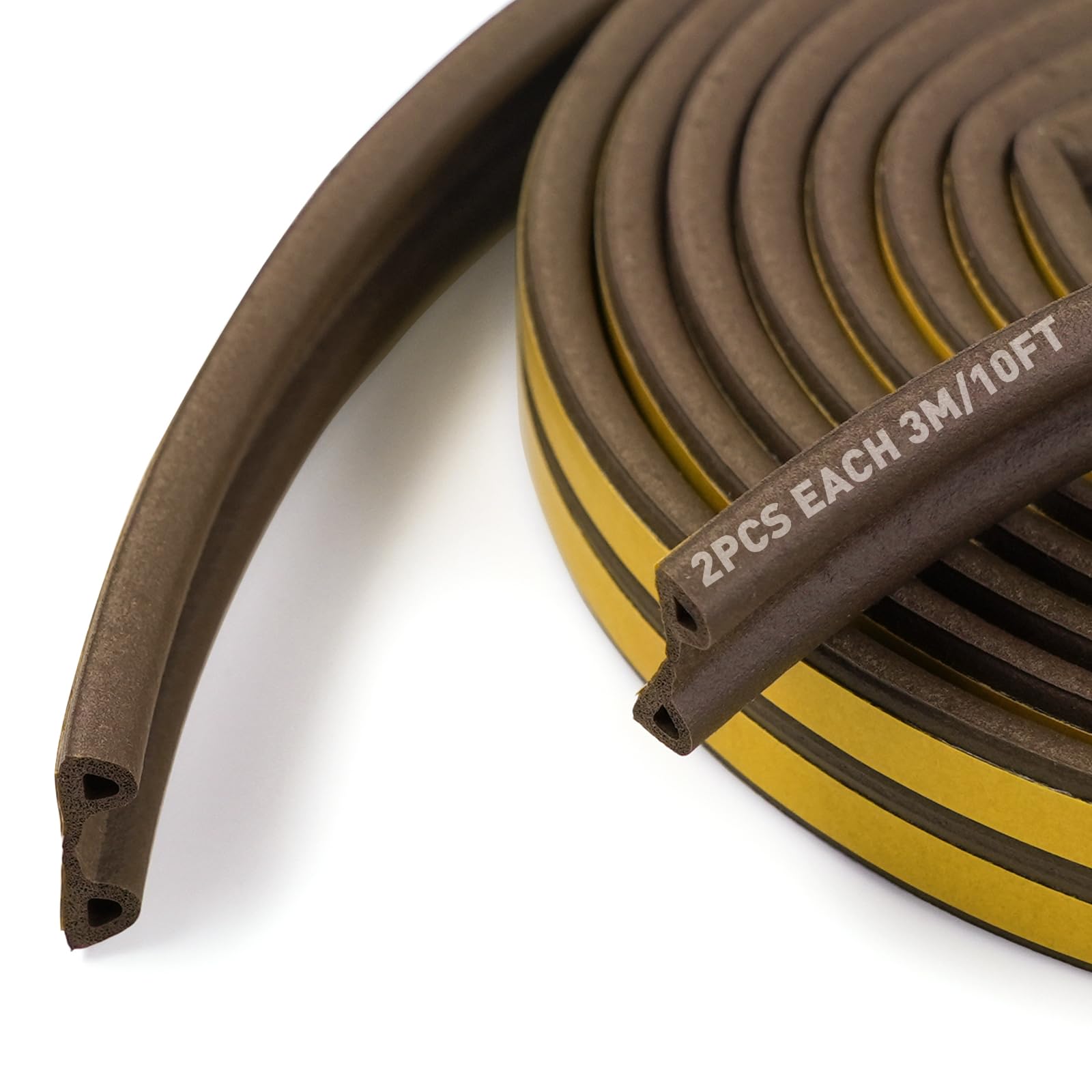 Bigteeth P-Shape Draft Excluder Strip(Brown) Draft Excluder Strip-Draft Excluder For Doors,P-Shape Rubber Door Seal Strip,Draught Excluder Tape,Self-Adhesive Window Seal Strip (Brown)