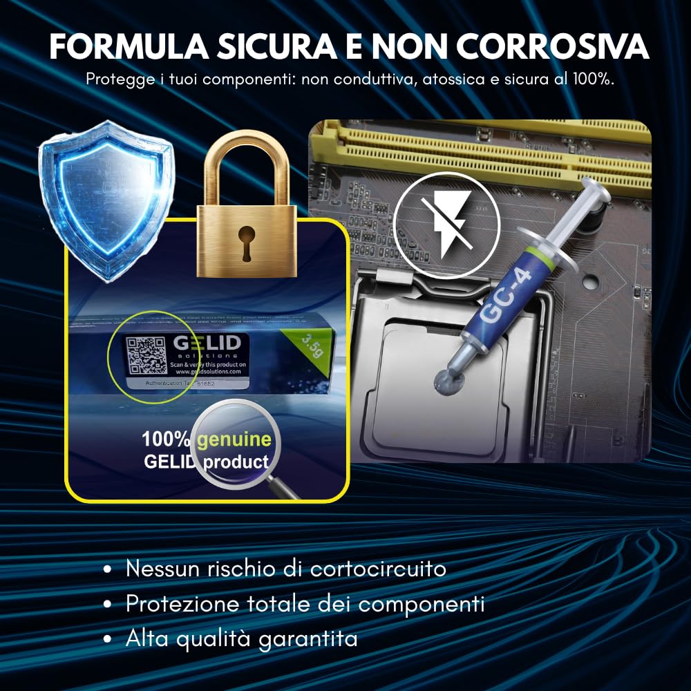 Gelid Solutions Pasta Termica GC-4-3.5g per dissipatori di Calore | Massima conducibilità Termica | Facile da Usare | Non corrosivo