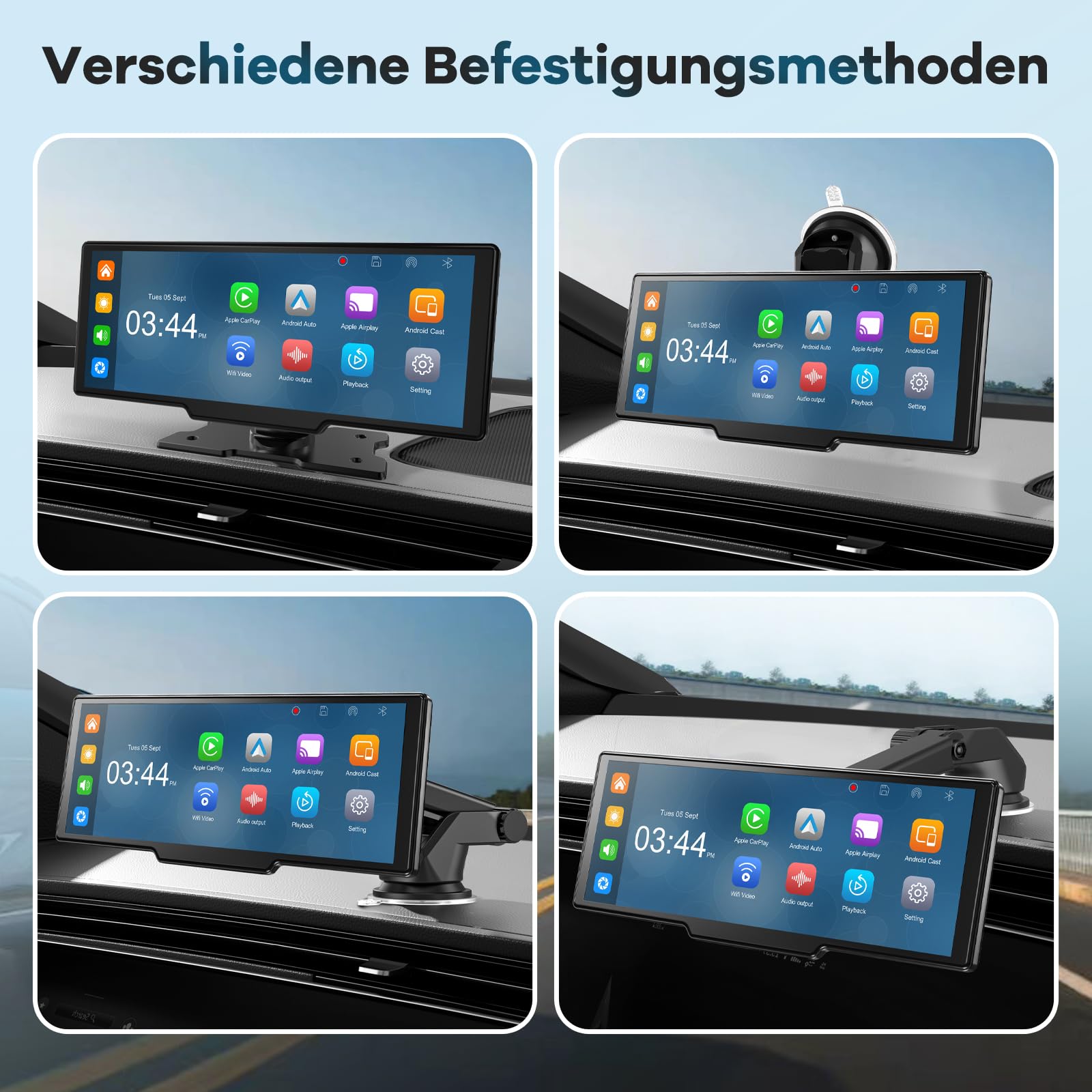 2026 Neuestes 10,26 Zoll Carplay Display & Android Auto Display: Buddy Display mit GPS Navigation 4K Dashcam Rückfahrkamera Bluetooth 5.2 Siri Sprachsteuerung IPS Touchscreen Mirror Link AUX FM 64G TF