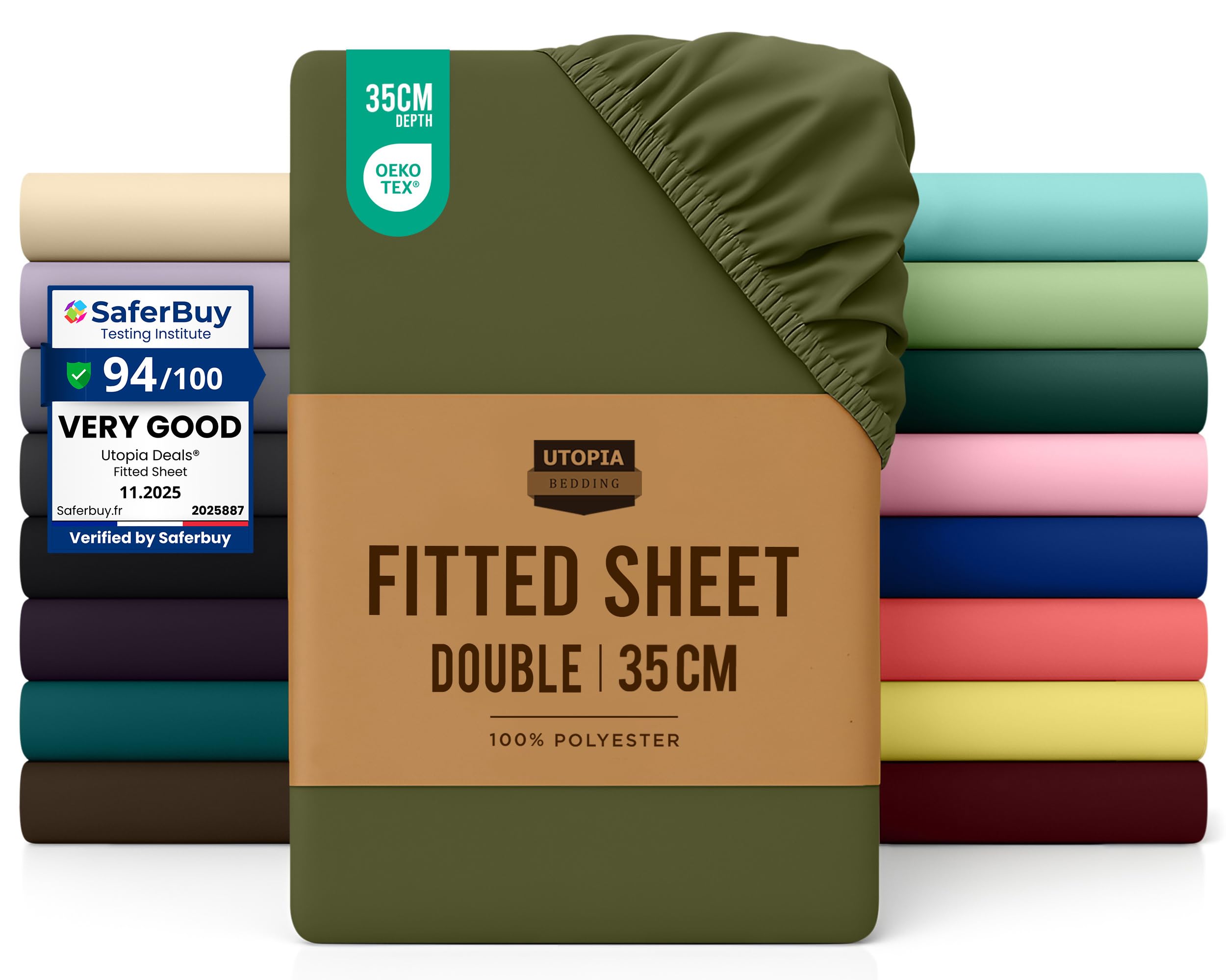 Utopia Bedding Fitted Sheet King, White - Deep Pocket 14 inch (35 cm) - Easy Care - OEKO-TEX Certified - Soft Brushed Microfibre Fabric - Shrinkage and Fade Resistant - Bottom Sheet — view 12