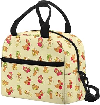 Bear Lunch Box for Kids Cute Lunch Bag for Girls Leak Proof Lunchbag Insulated Bento Bag with Long Strap Lunchbox Fitness Picnic School Trip