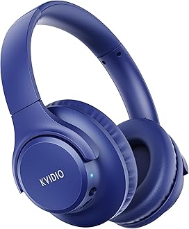 Bluetooth Headphones Over Ear, 65 Hours Playtime Wireless Headphones with Microphone, Foldable Lightweight Headset with Deep Bass,HiFi Stereo Sound for Travel Work PC Cellphone (Blue)