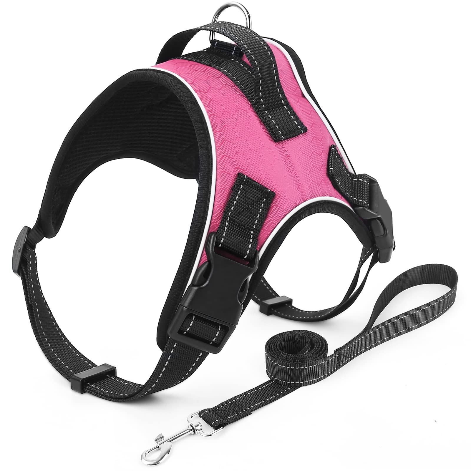 Belababy No Pull Dog Harness and leash Set, Breathable Adjustable Comfort Dog Halter Harnesses, Escape Proof Kitten Soft Front Dog Vest with Handle Leash Clip, Best Training Walking, XXS Pink