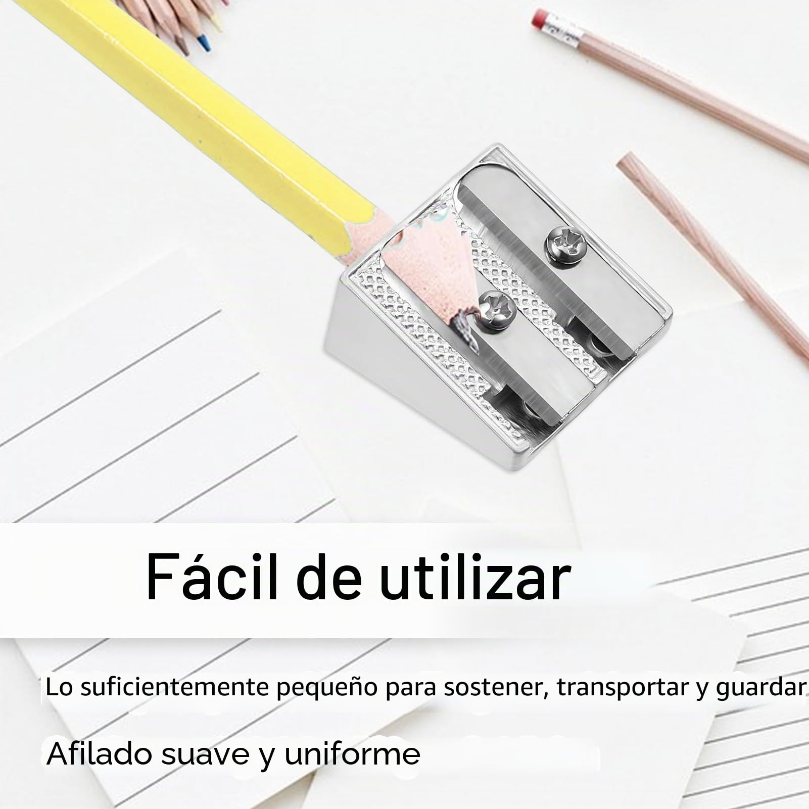 4 afiladores, 2 agujeros dobles y 2 individuales, sacapuntas de metal para la escuela, lápices de colores y grafito, ideal para el hogar, la escuela y la oficina
