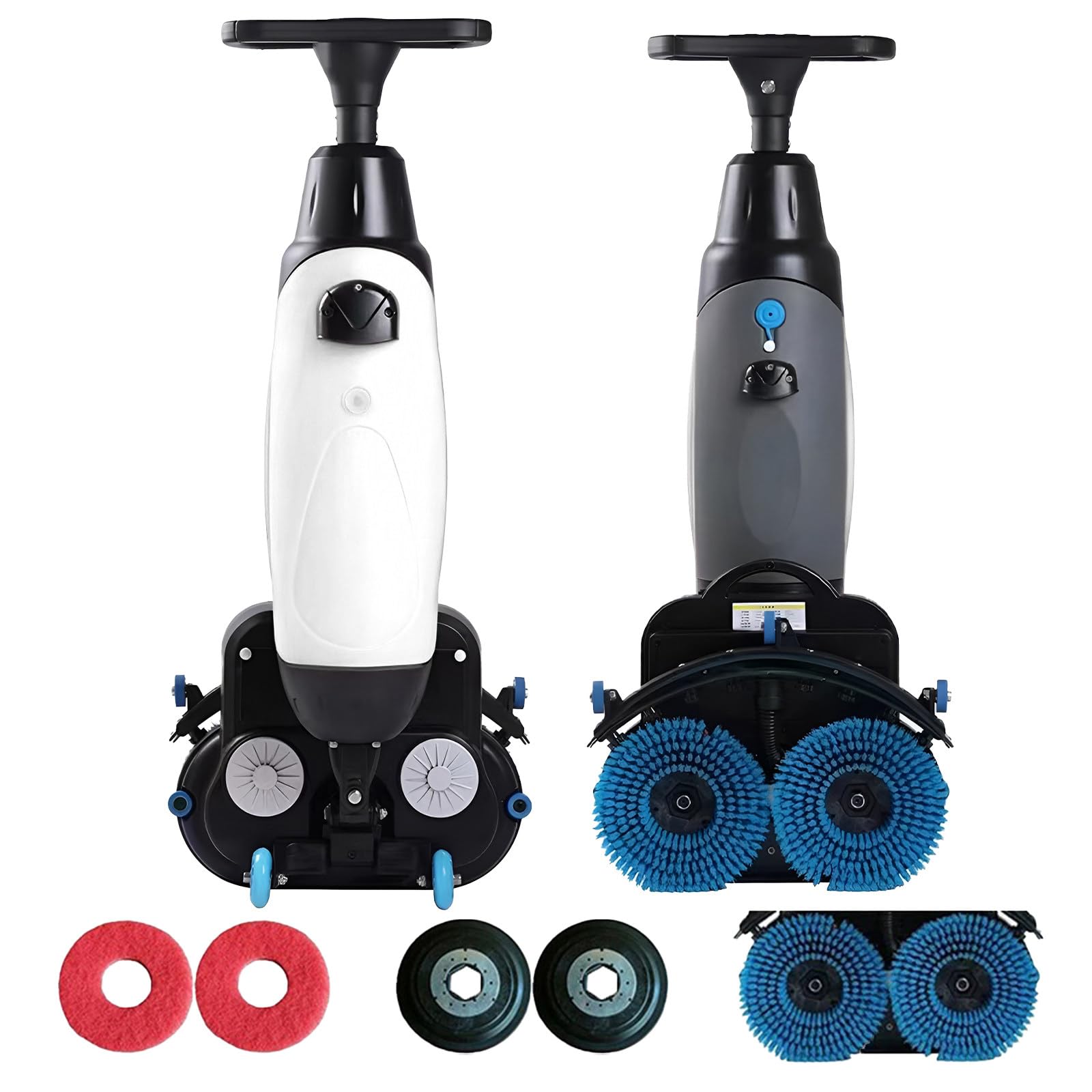 Floor Polisher Commercial, 17" Carpet Cleaning Machine, Floor Buffer Scrubber, 240rpm, Coverage 13000 Sqft/H, Industrial Floor Cleaning with 3gal Tank and 2brush Heads White