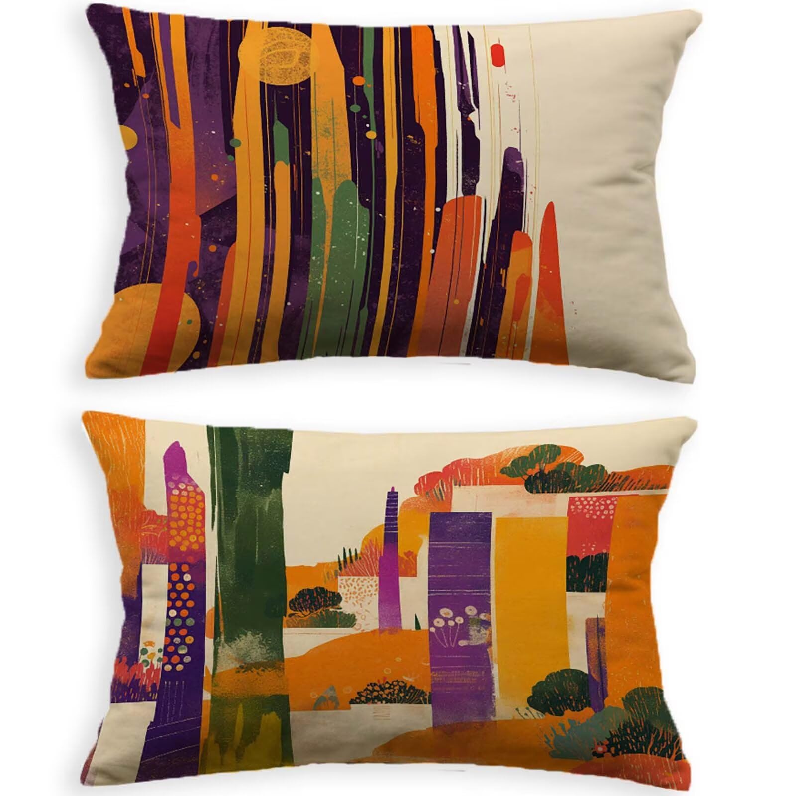 Housse coussin extérieur pour canapé de terrasse en lin déperlant 70x90cm