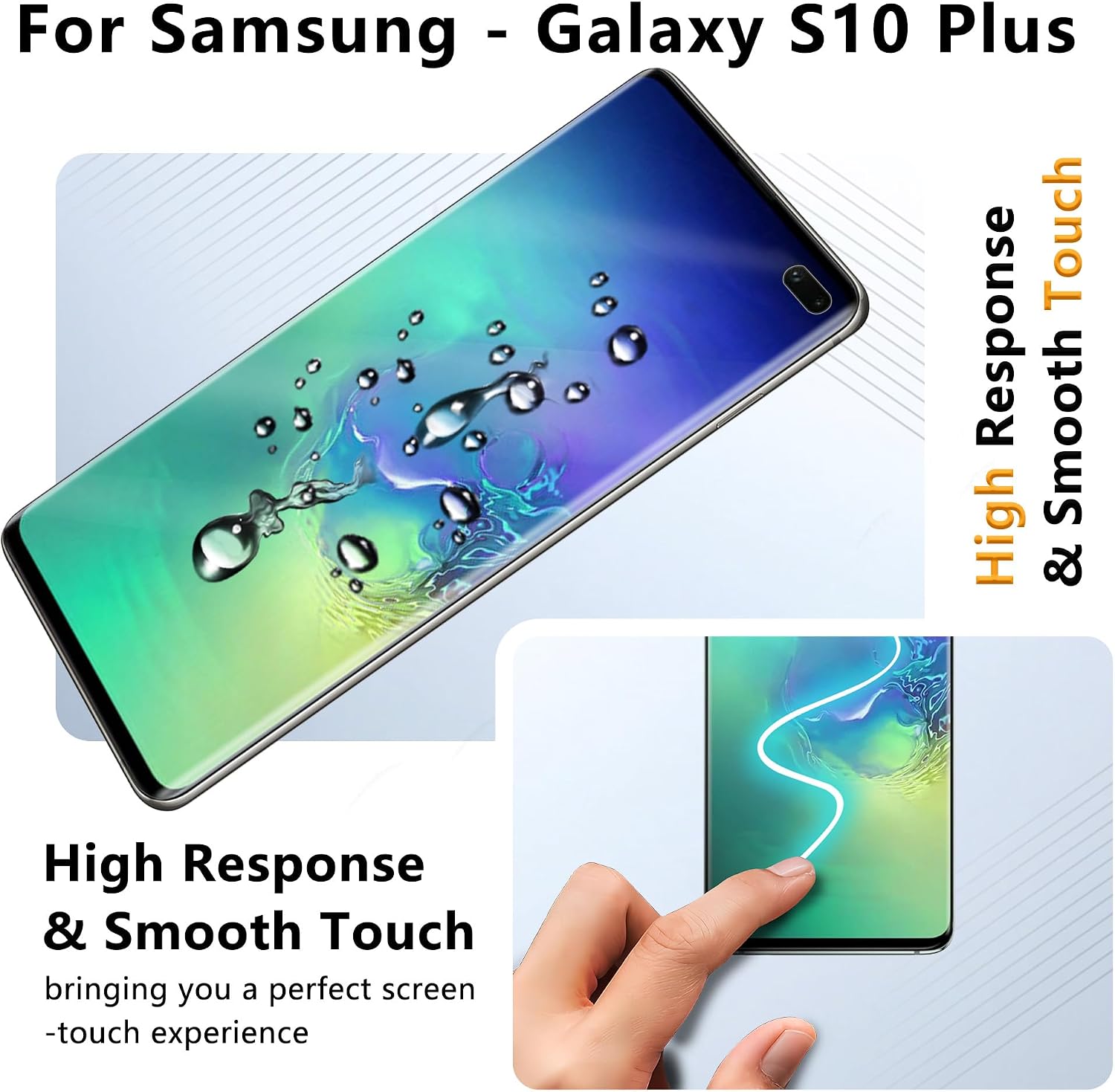 Image showing the screen protector installation tool on a Samsung Galaxy S10 Plus, indicating alignment points.