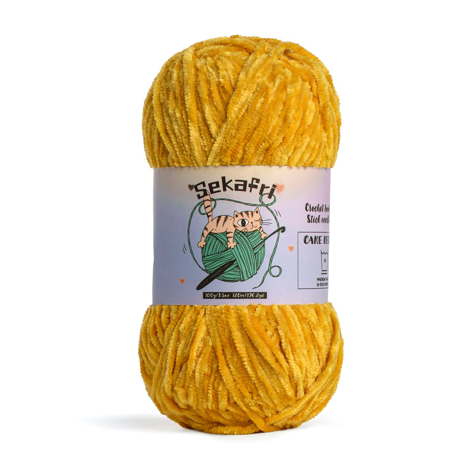 Fuzzy Chenille Yarn for Crocheting Amigurumi Crochet Yarn Turmeric