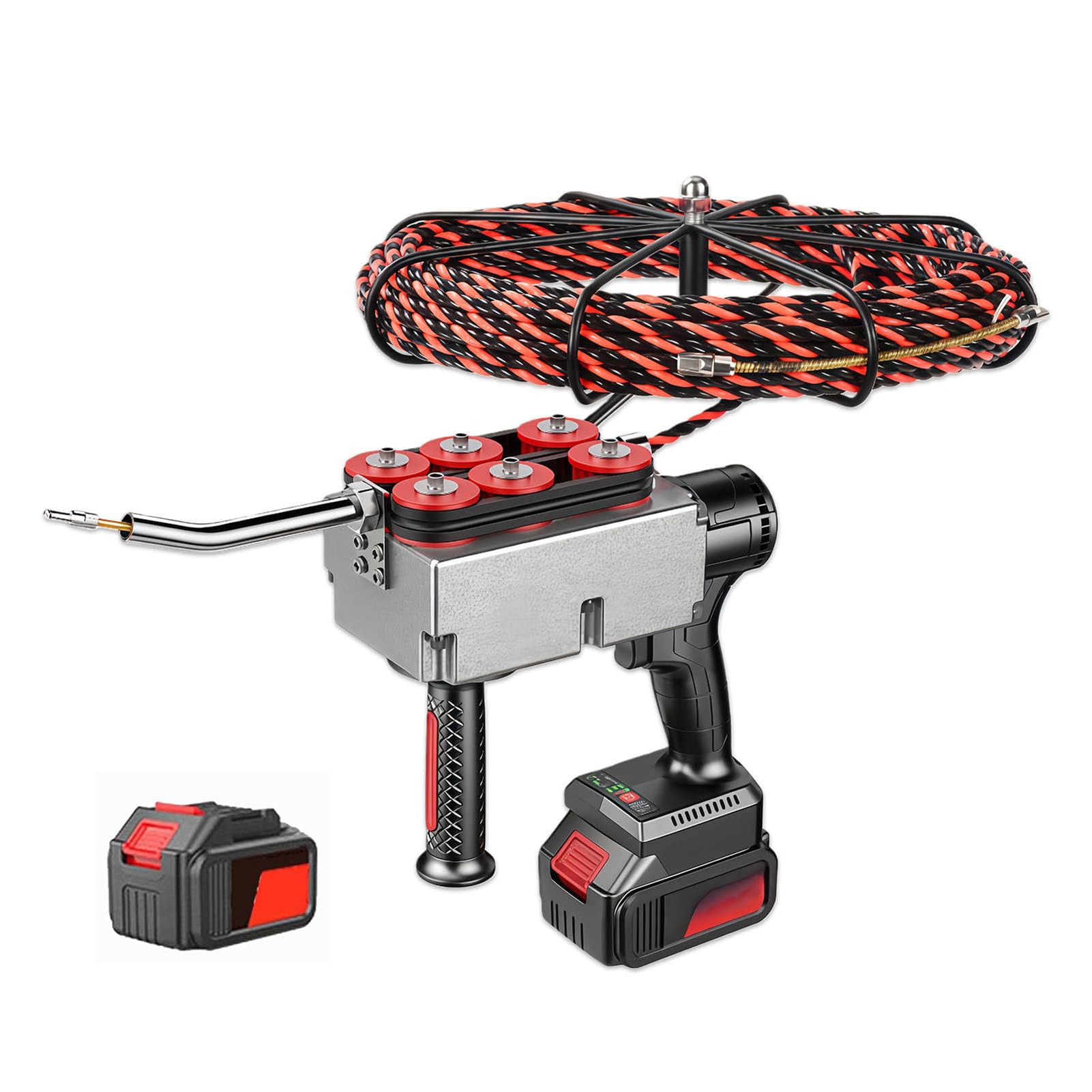 BOOZXCV Portable Automatic Wire, Heavy-Duty Automatic Wire Stringing Machine, Wire Cable Puller, 40m/Min Cordless Electric Stringing Wire Puller, For Construction Hydropower (1 Battery 30m)