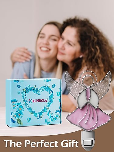 Miniatura 3 de KUNDGLA Luz nocturna de ángel rosa volador, luces nocturnas de vidrieras enchufables a la pared, luz nocturna con enchufe brillante, regalo para