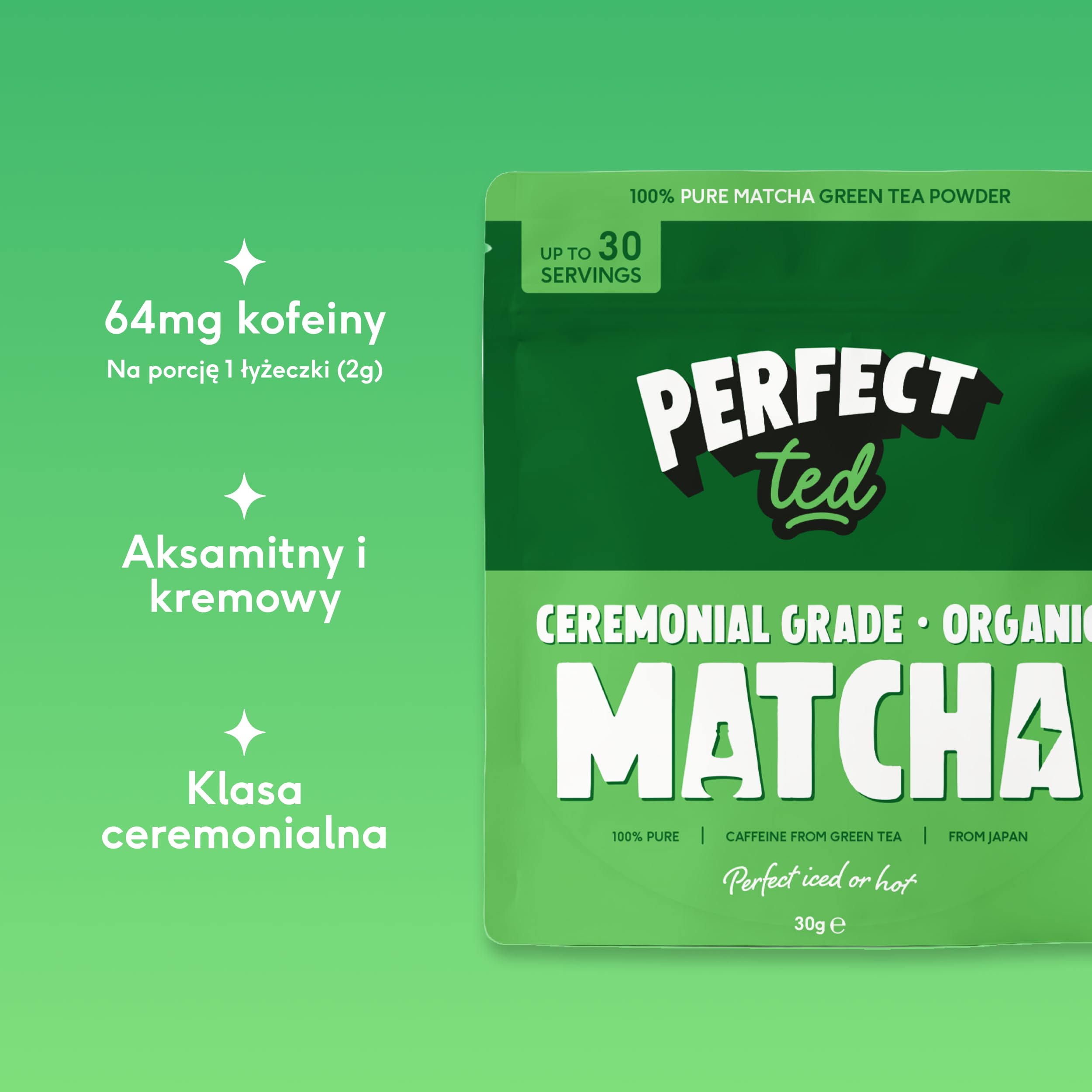 PerfectTed Organiczna Ceremonial Grade Matcha Powder | 30 g | Jedno pochodzenie z Uji, Japonii | Ręcznie wybierany z lokalnych zrównoważonych gospodarstw