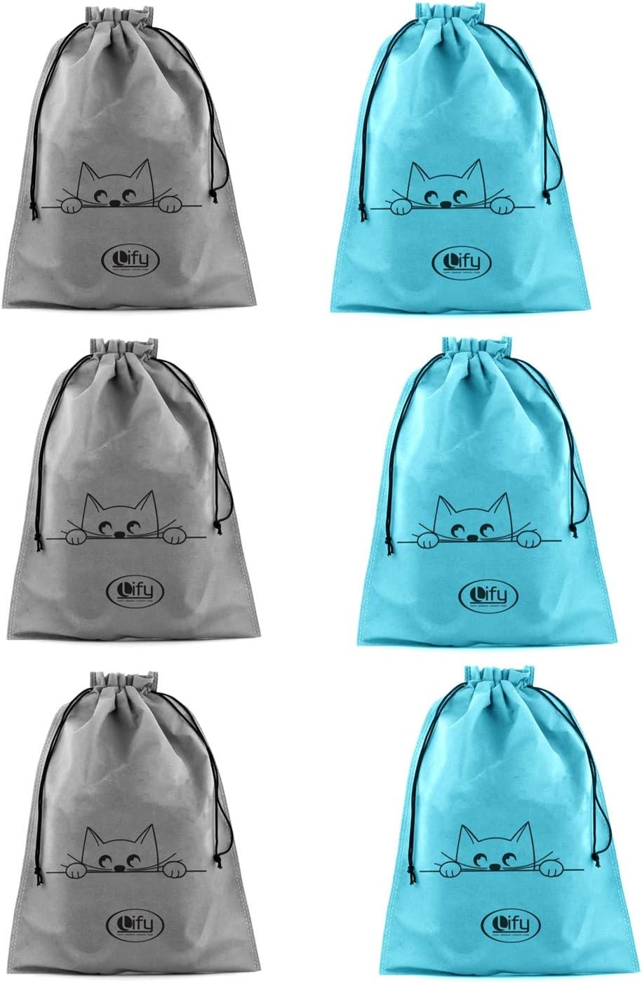 Travel Shoe Bags, Portable Travel Shoe Tote Bags - Packing Organizers for Men and Women- Plain - Pack of 6 Pieces