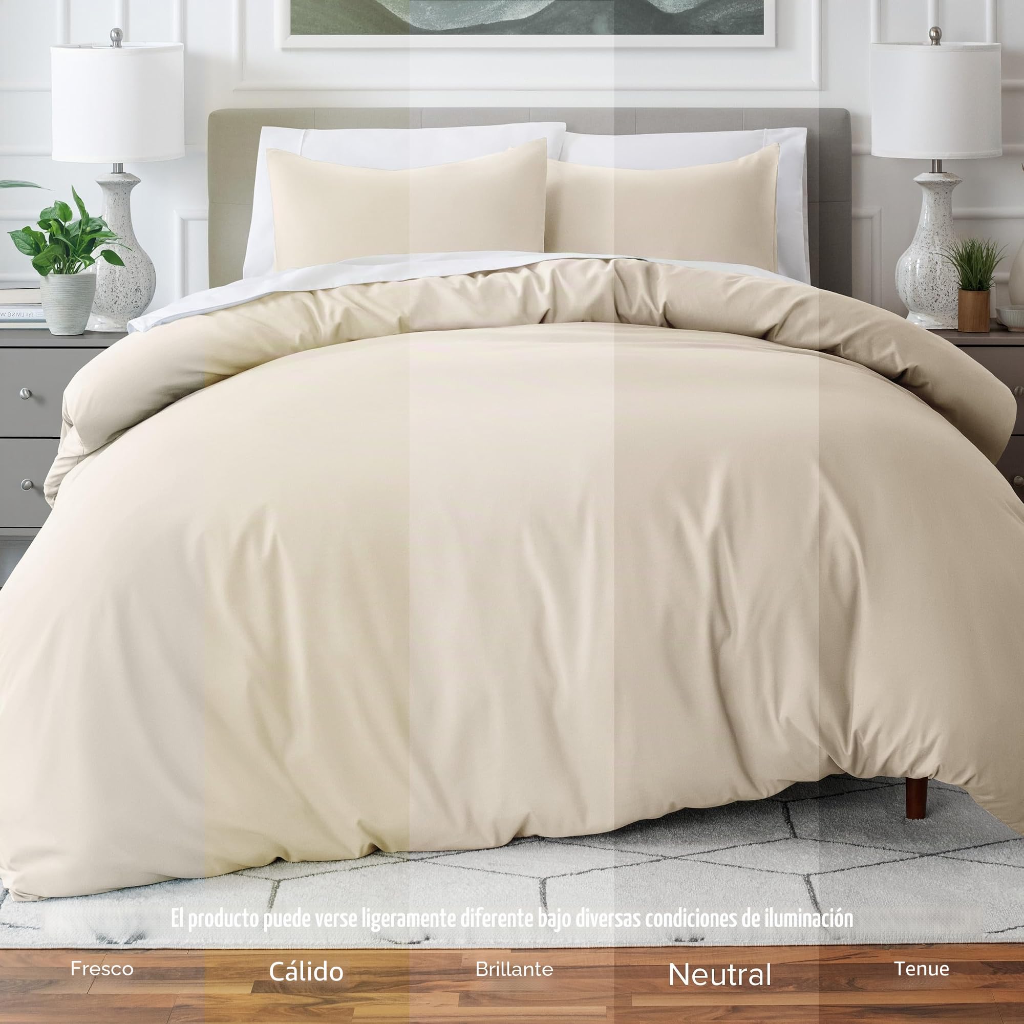 Bare Home - Juego Nórdico Ultrasuave de la Colección 1800, Tamaño King, Ligero, Transpirable y con 2 Fundas de Almohada a Juego (Tamaño King, Beige)