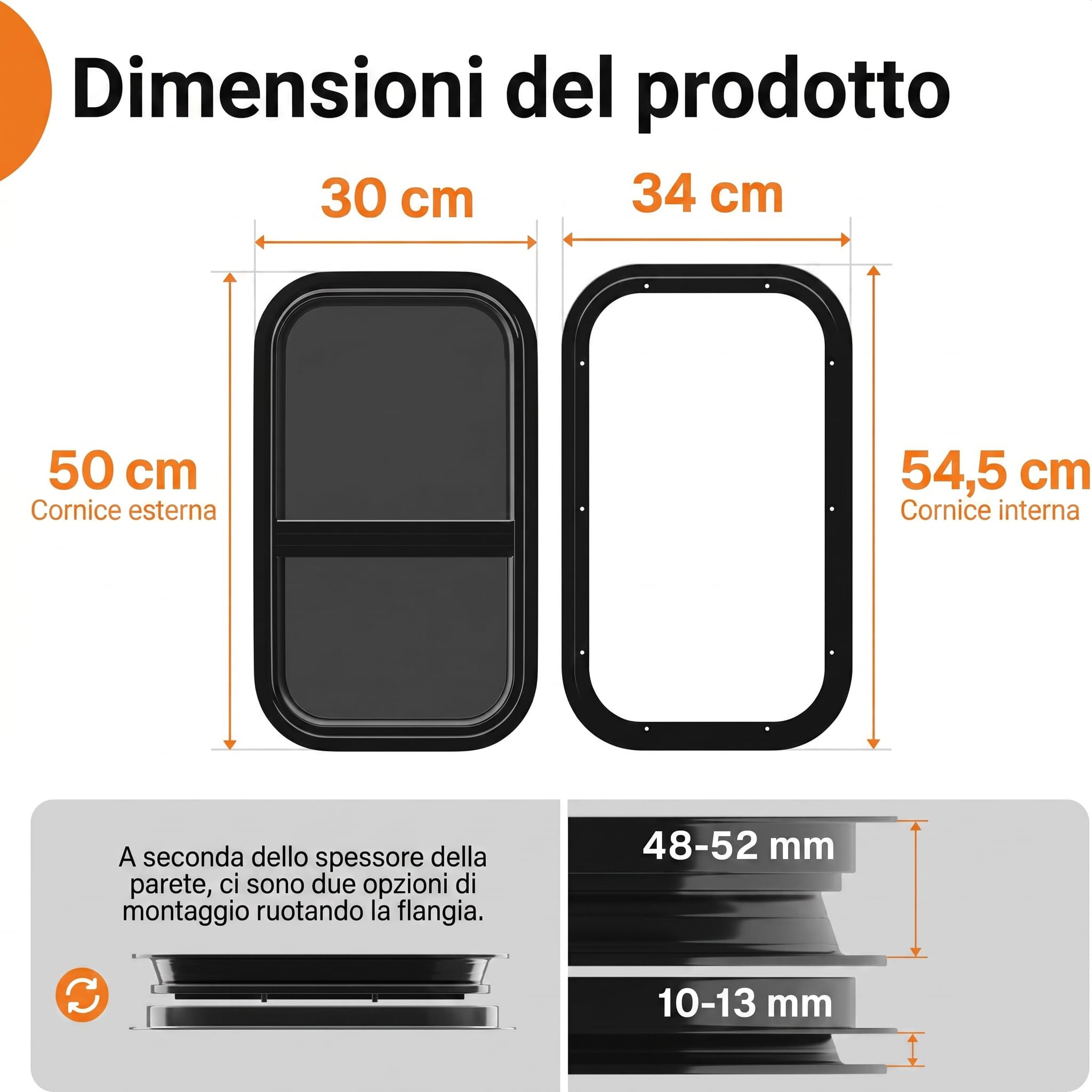 Finestra scorrevole per roulotte, 50 x 30 cm, E4, per camper e roulotte con protezione dagli insetti, vetro di sicurezza colorato, resistente ai raggi UV, finestra laterale per camper con