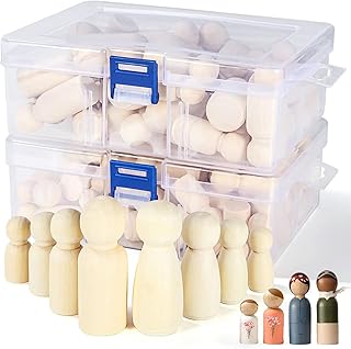 100 Pack Unfinished Peg Dolls, Wooden Peg People Figures for DIY Art Craft, Painting, Home Party Decor