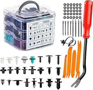 Gabrella 795PCS Car Push Retainer Clips Plastic Fasteners Kit 24 Most Popular Sizes Auto Bumper Fender Door Trim Panel Clips, for Ford GM Toyota Honda Chrysler BMW Benz Nissan Subaru