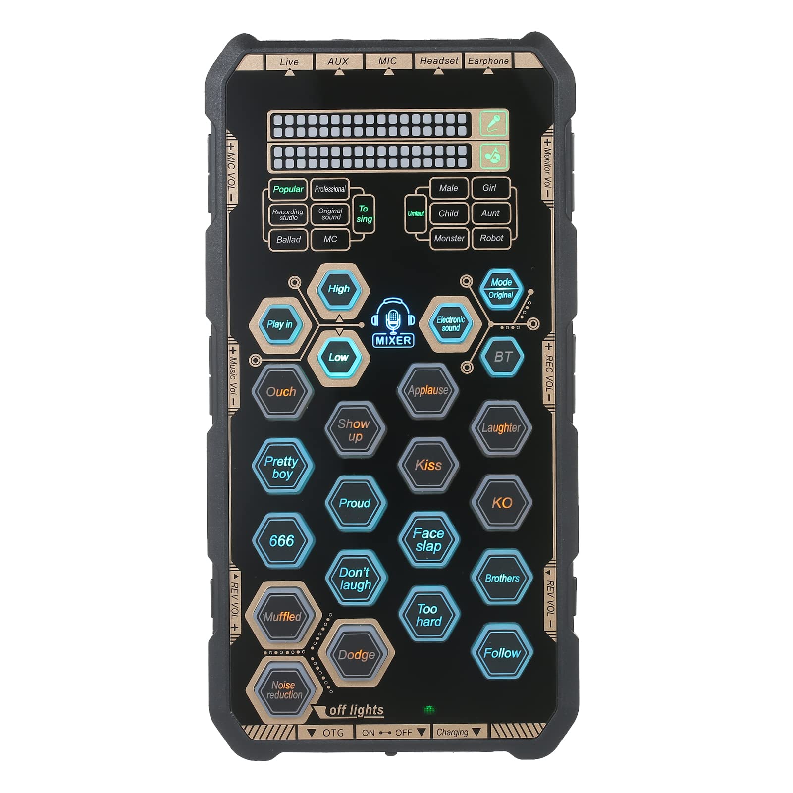 Fawoonu Live Sound Card Handheld Outdoor Portable DSP Sound Card Effect Device o Mixer Voice Cer o Card Sound Cer for Mobile Phone and Computer Singing Live-streaming