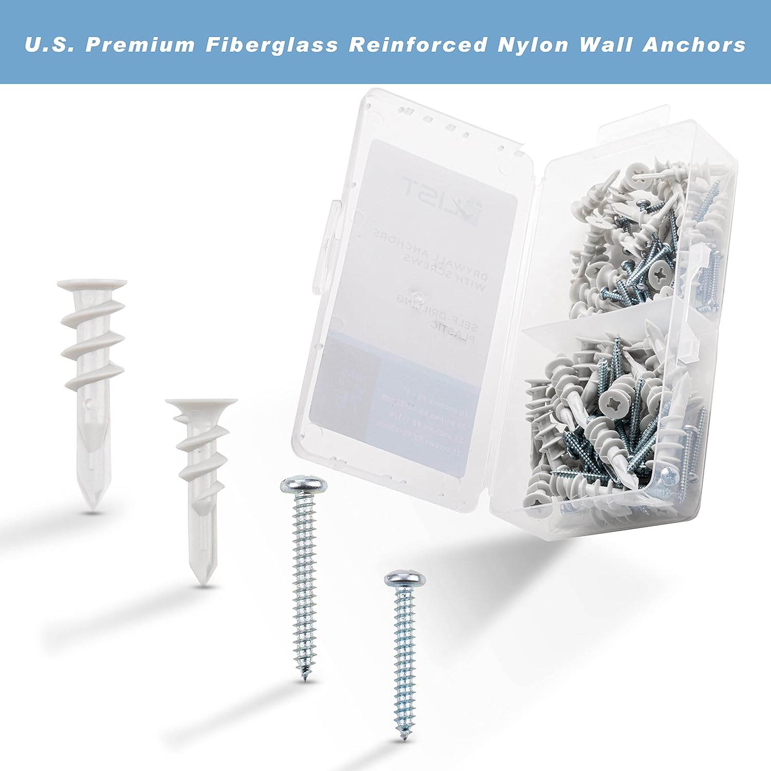 USA Stock - Self Drilling Plastic Drywall Anchors and Screws Kit 100 Pieces Assortment kit sheetrock Wall Anchors #6#8 Anchors and Screws - No pre Drill Hole Required 50lbs-75lbs: Industrial & Scientific