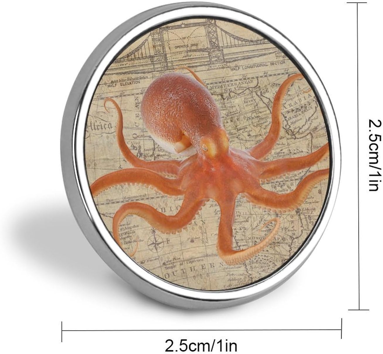 Enamel Pins Pieces Octopus Hat Pins Summer Beach Jean Buttons Old Map Ocean Beach Button Pins Mediterranean Style Sea Theme Beach Themed Backpacks Badges Hats Bags For Women, set of 5