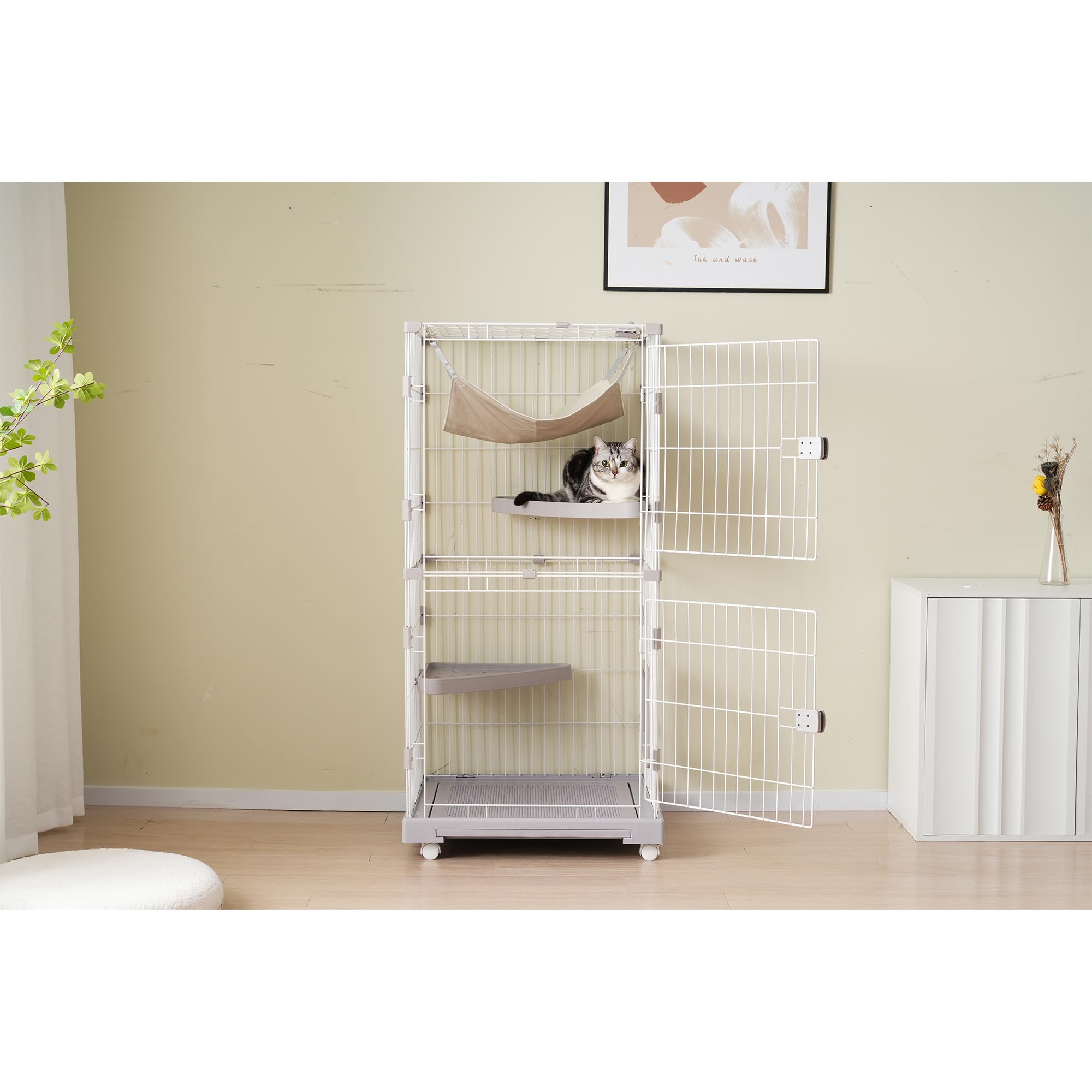 Amazon.co.jp: 猫 ケージ キャットケージ 2段 多頭飼い 自由組み合わせ