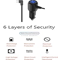 Vista 3 de Cable de carga de coche Cable de alimentación compatible con CARRVAS, Xgody J727, AROVA, AZDOME M550, Pruveeo D90-4CH, Magellan Roadmate, Garmin