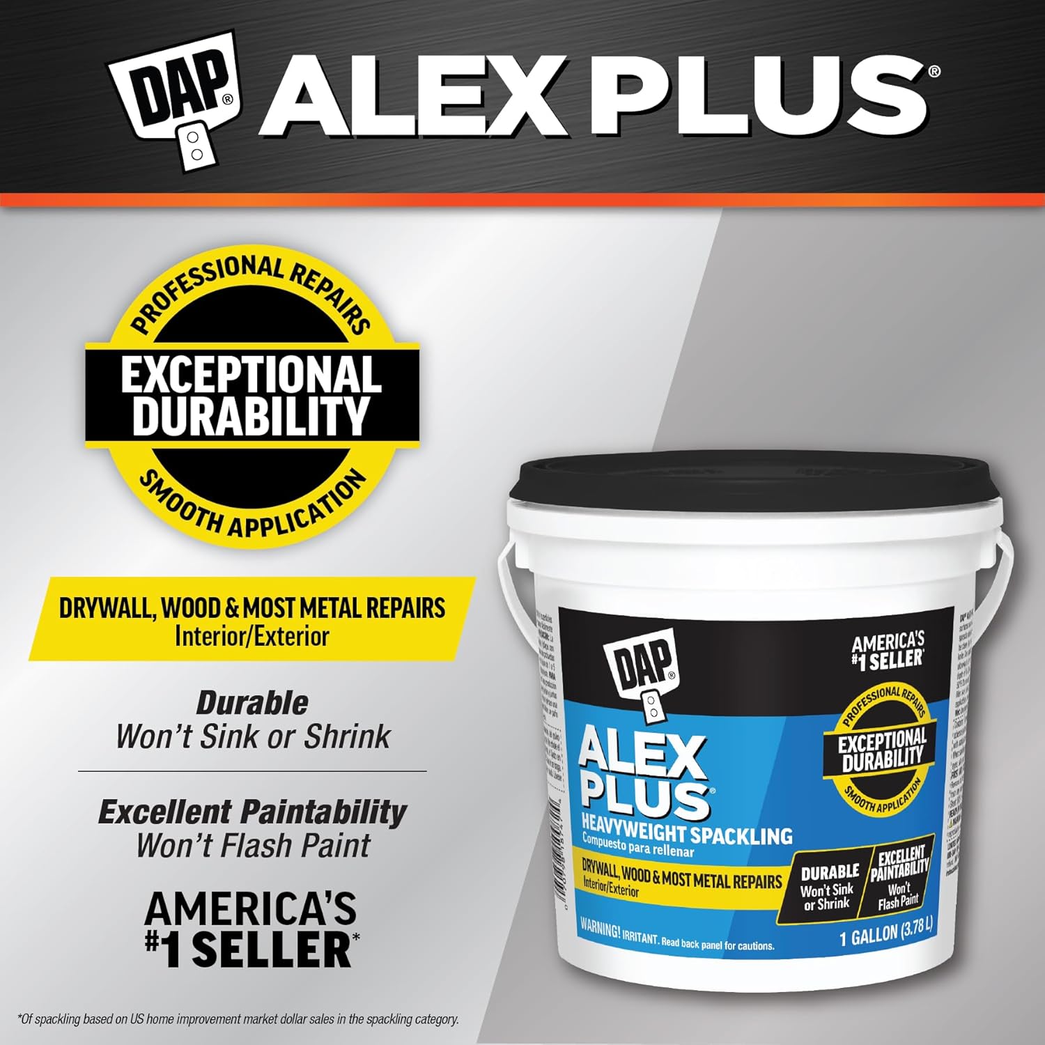 Alex Plus Gallon Spackling, 1 Gallon, White