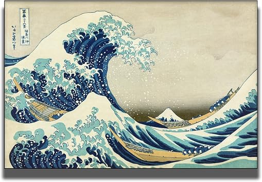 OKRA Hokusai Poster - Great Wave off Kanagawa Wall Decoration - Retro Japanese Poster - Wave Canvas Wall Decoration - Bedroom Living Room Bar Cool Home Decoration Unframed12x18in/3045cm...