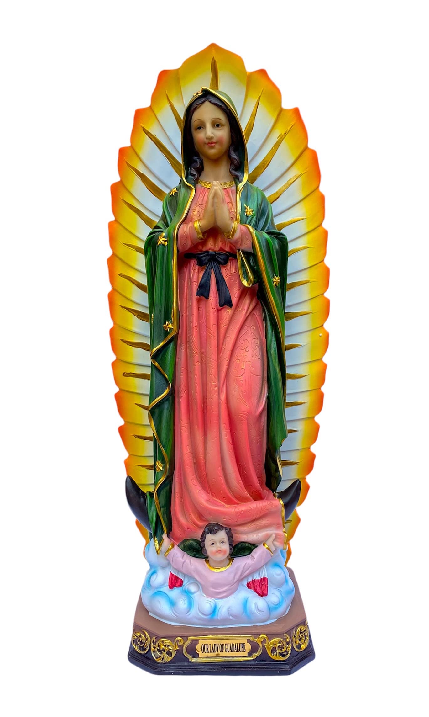 OOAK Vibrant Green Virgen de Guadalupe Catholic Mexican Statue