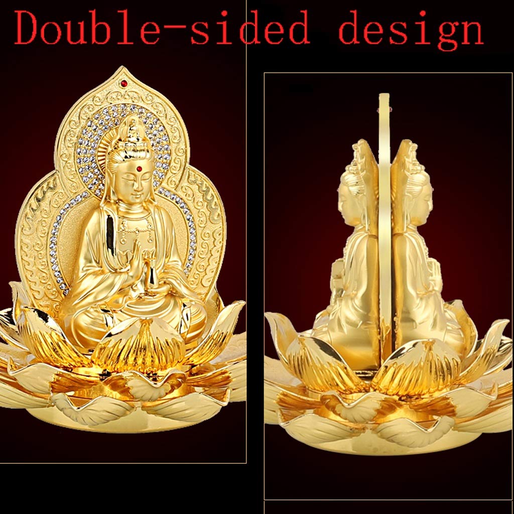 Buda Estatua Golden Cuerpo Tathagata Maitreya Zen Buddha Buda de Doble Cara Guanyin Hecho a Mano Diamantes Sentado Buda Artesanía Decoración (Color : A)