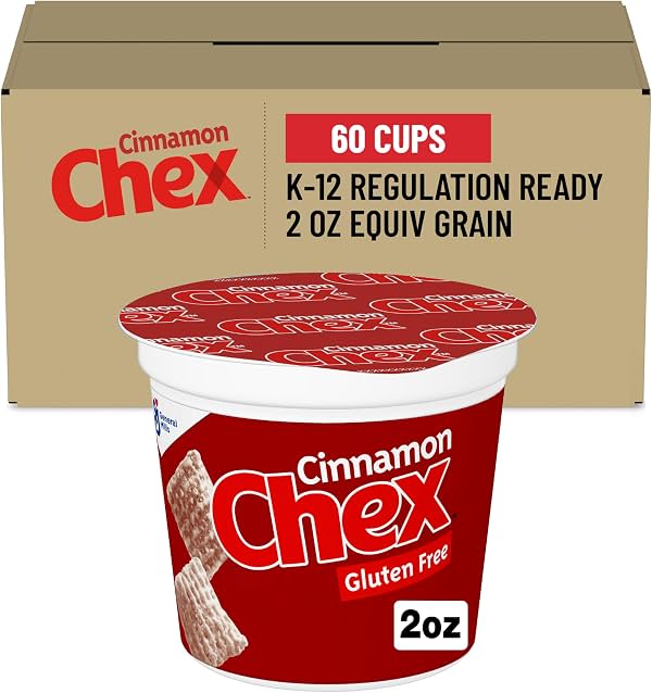 Cinnamon Chex Cereal Sin Gluten, Tazas de Porción Individual para Servicio de Alimentos, 60 Unidades 2 Onzas (Paquete de 60)