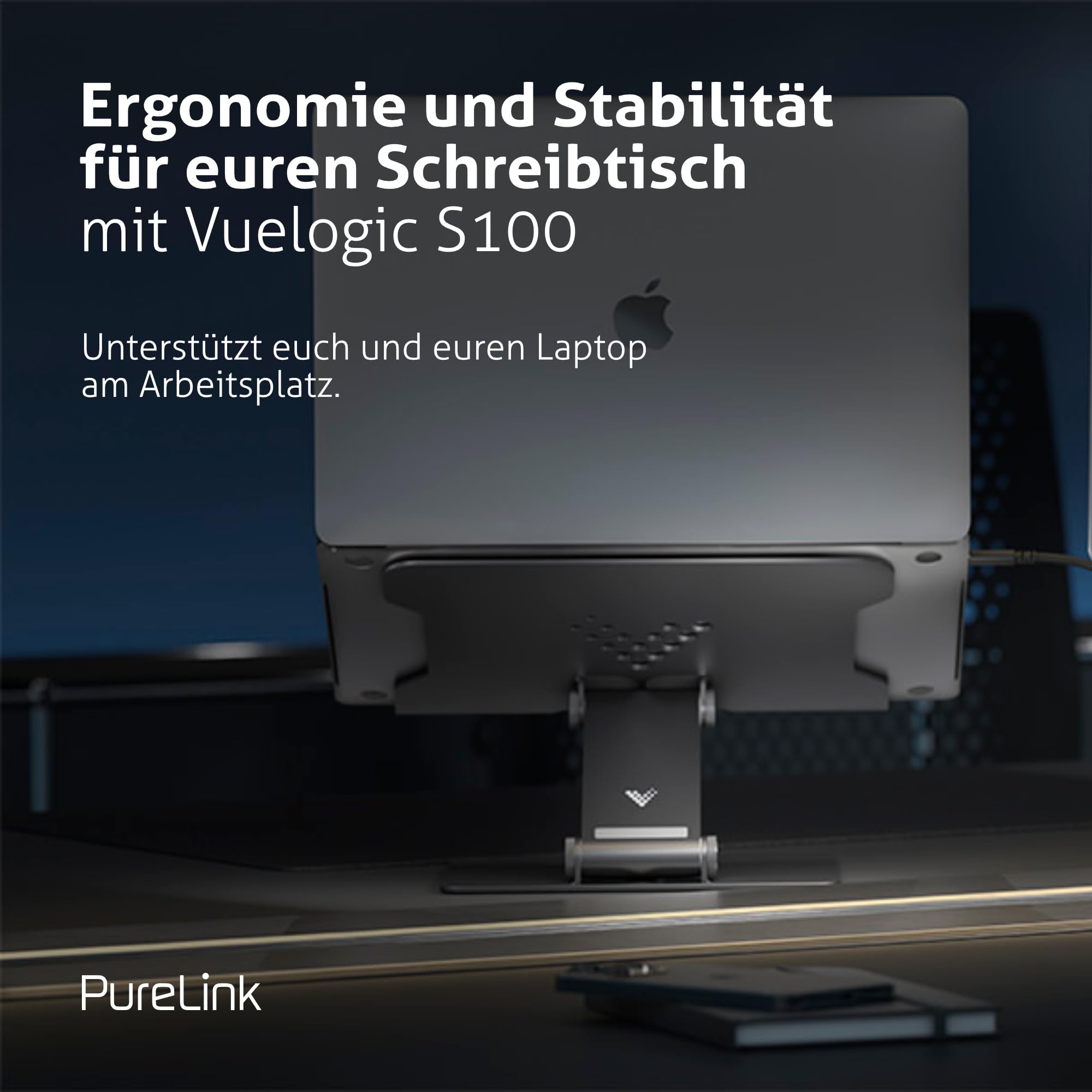 Vuelogic Laptop Ständer höhenverstellbar, Aluminium Notebookhalter | Ergonomische Laptop Erhöhung mit Anti-Rutsch-Pads, Lüftung und Kühlung für Schreibtisch & Home Office