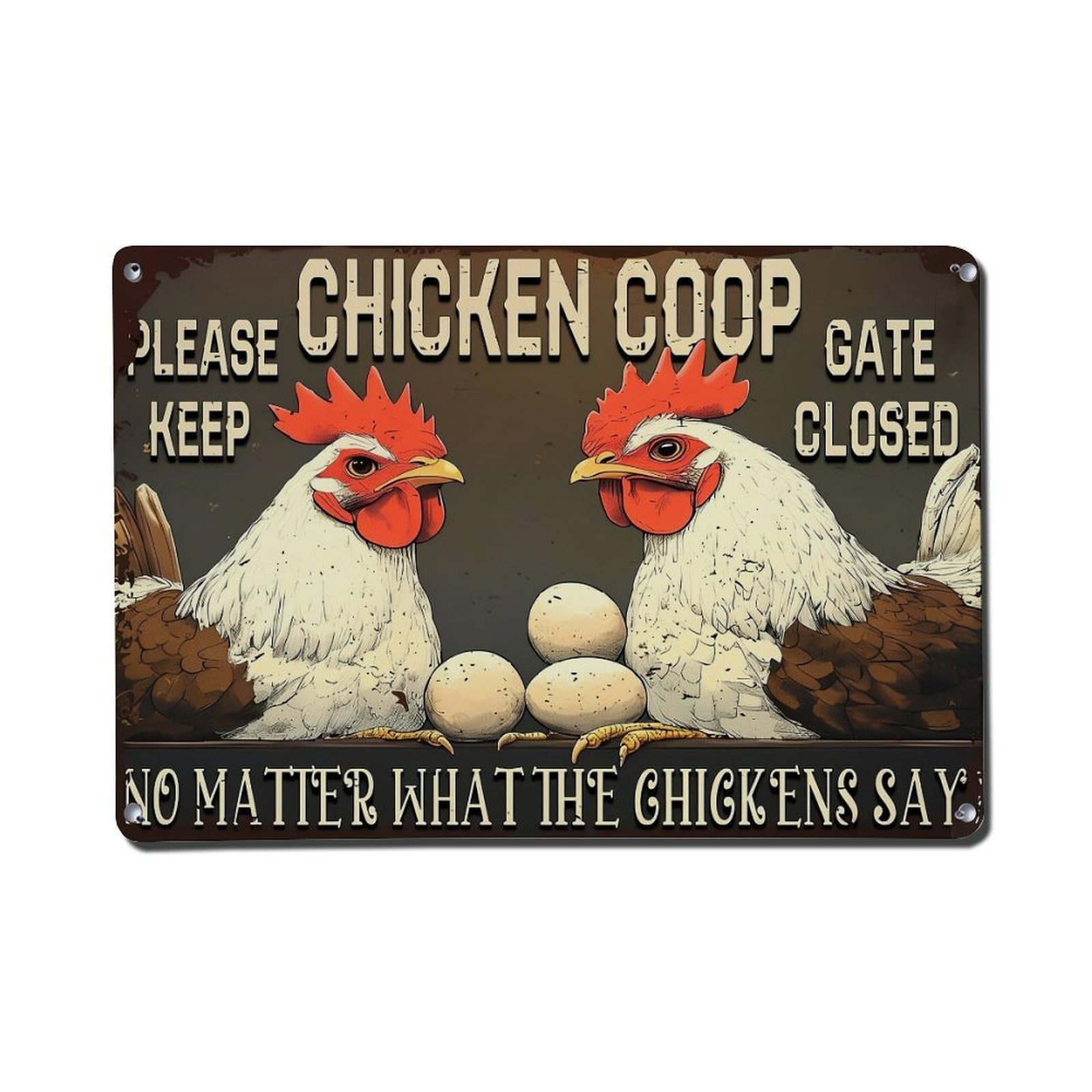 Chicken Coop Gate Closed Sign Retro Metal Tin Sign, Vintage Metal Poster for Bar, Home, Man Cave, Kitchen, Laundry Room Art Decor 8x12 Inch