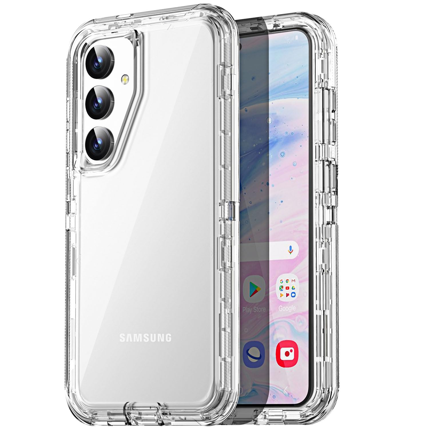 AICase for Samsung Galaxy S25 Plus Case Clear 3 in 1 Heavy Duty Drop Protection Full Body Rugged Shockproof/Dust Proof 3-Layer Military Protective