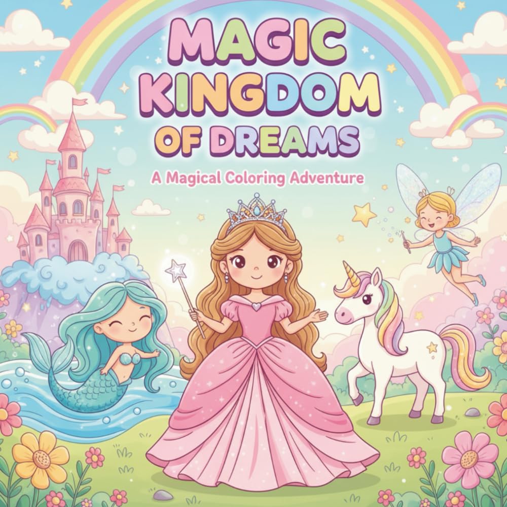 Princesses Mermaids Unicorns Coloring Book for Kids Ages 4-8: A Fun Fantasy Coloring Book for Kids