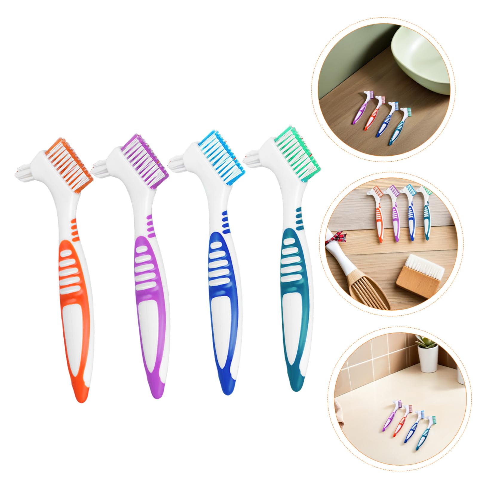 Veemoon 12pezzi Spazzolino Per Protesi Dentarie Mobili Da Design Doppia Faccia Strumento Per Pulizia Di Dentiere e Apparecchi Ortodontici Morbido e Ergonomico Per Uso Quotidiano e Portatil