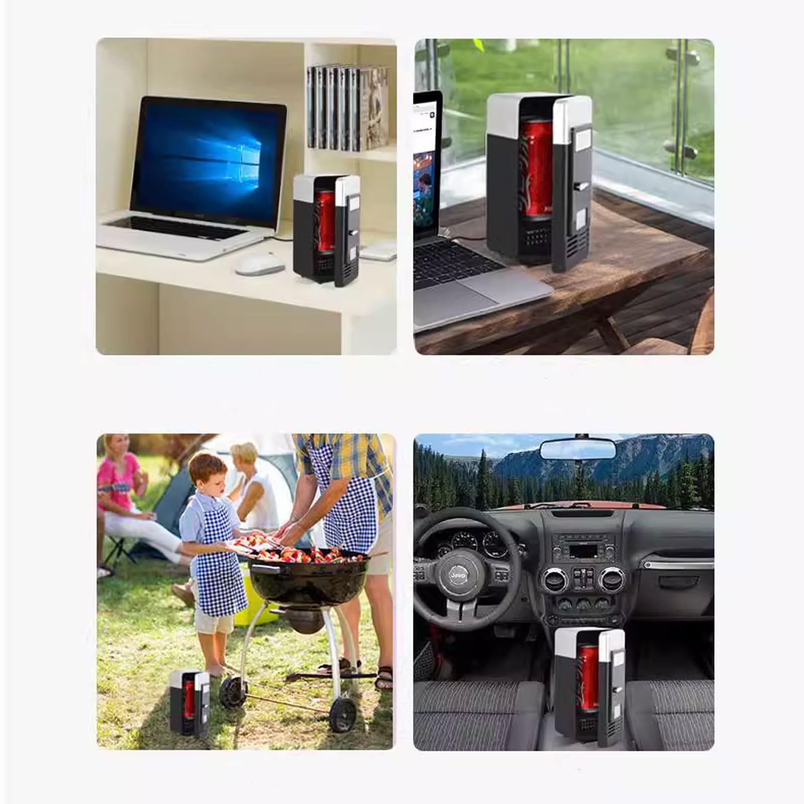 ZJchao 360° Kühlung Mini Einzeltank Kühlschrank, USB Mini Fridge, Geräumiges Fassungsvermögen Doppelte Funktionalität Tragbar für Schlafzimmer Schlafsäle Büros