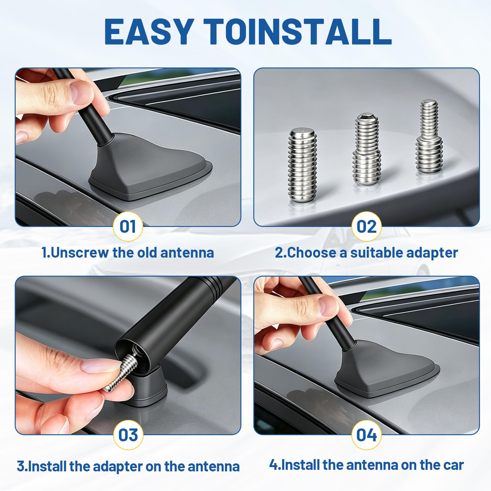 Autoantenne Universal, Dachantenne Auto 17,5 cm Kurzstab DAB FM AM Antenne Ersatzantenne Dach Antennenmast für alle Autos inkl. M4 M5 M6 Adapter Starke Signalempfang Funktion Schraubmontage Auto Radio