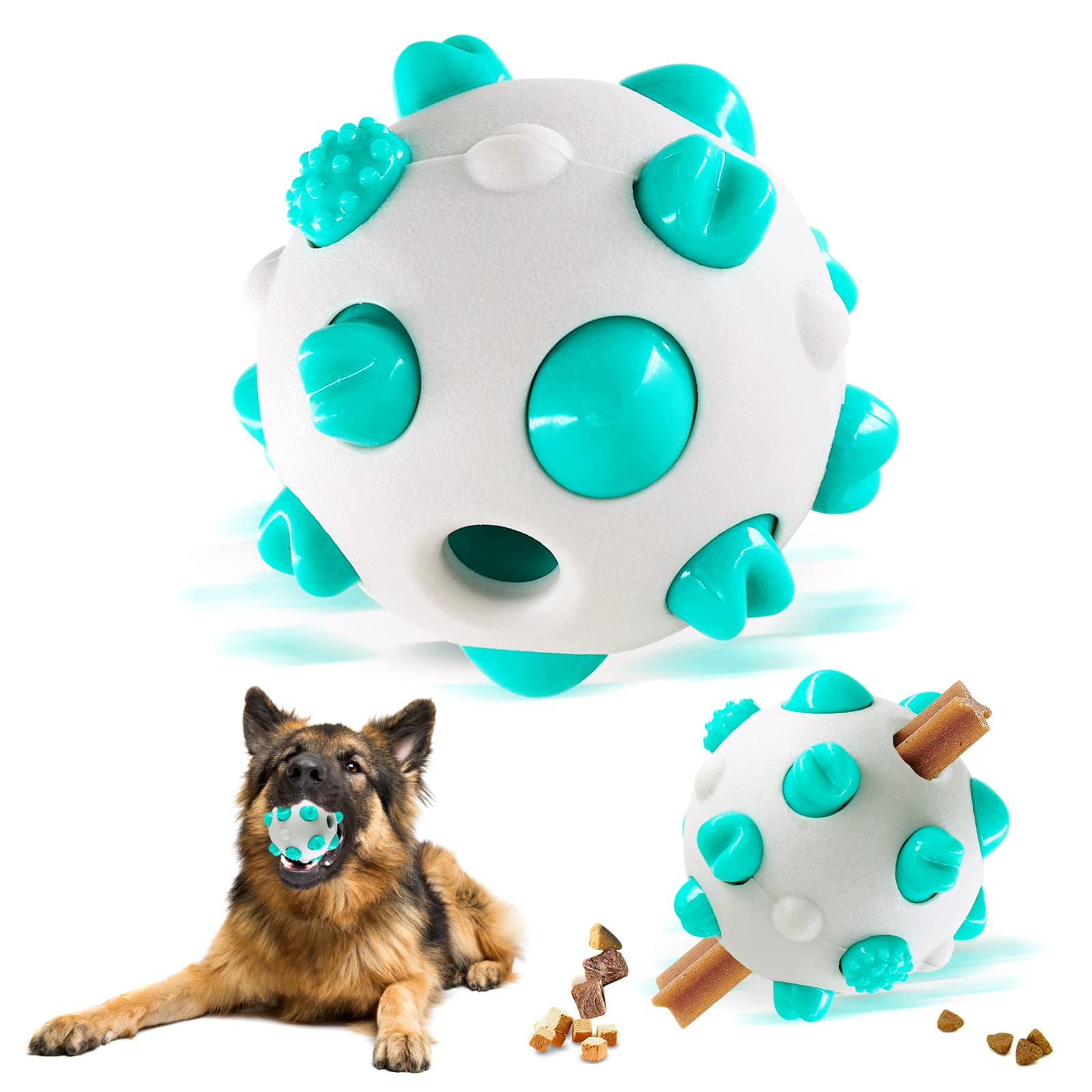 KUCKUCKI Interactive Dog Toy Ball, Chew Dog Toy for Tooth Cleaning, Bite Resistant High Elasticity for Dogs to Play, Training Behaviour Dog Ball for Pet Dogs & Puppies (blue)