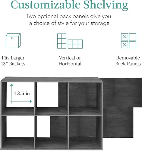 Miniatura 173 de Best Choice Products - Organizador de almacenamiento de 6 cubos, apertura de 13.5 pulgadas, estantería, estante de exhibición, personalizable con 3