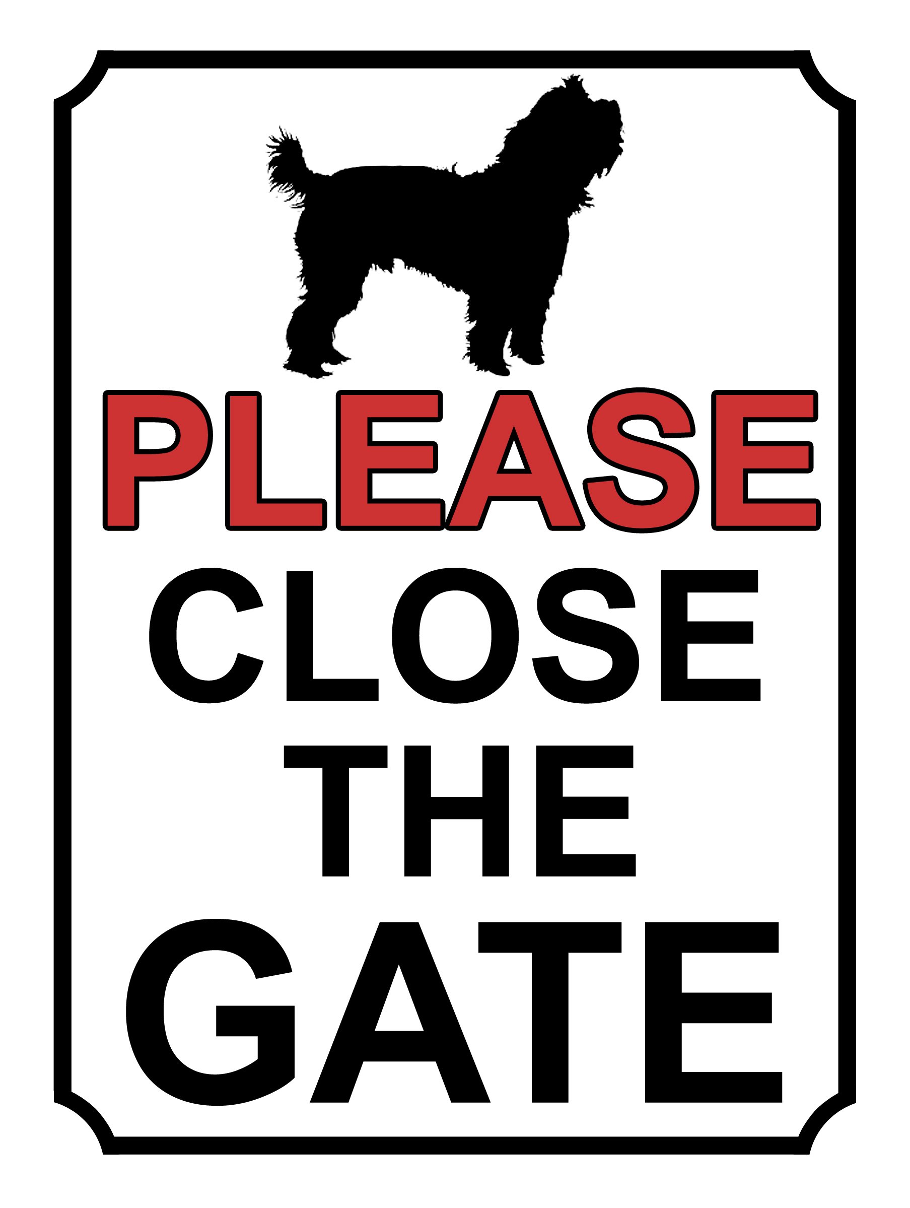 SHAWPRINT PLEASE CLOSE THE GATE DOG THEME METAL SIGN 267MM X 200MM (423H1L) LARGE 10" X 8"