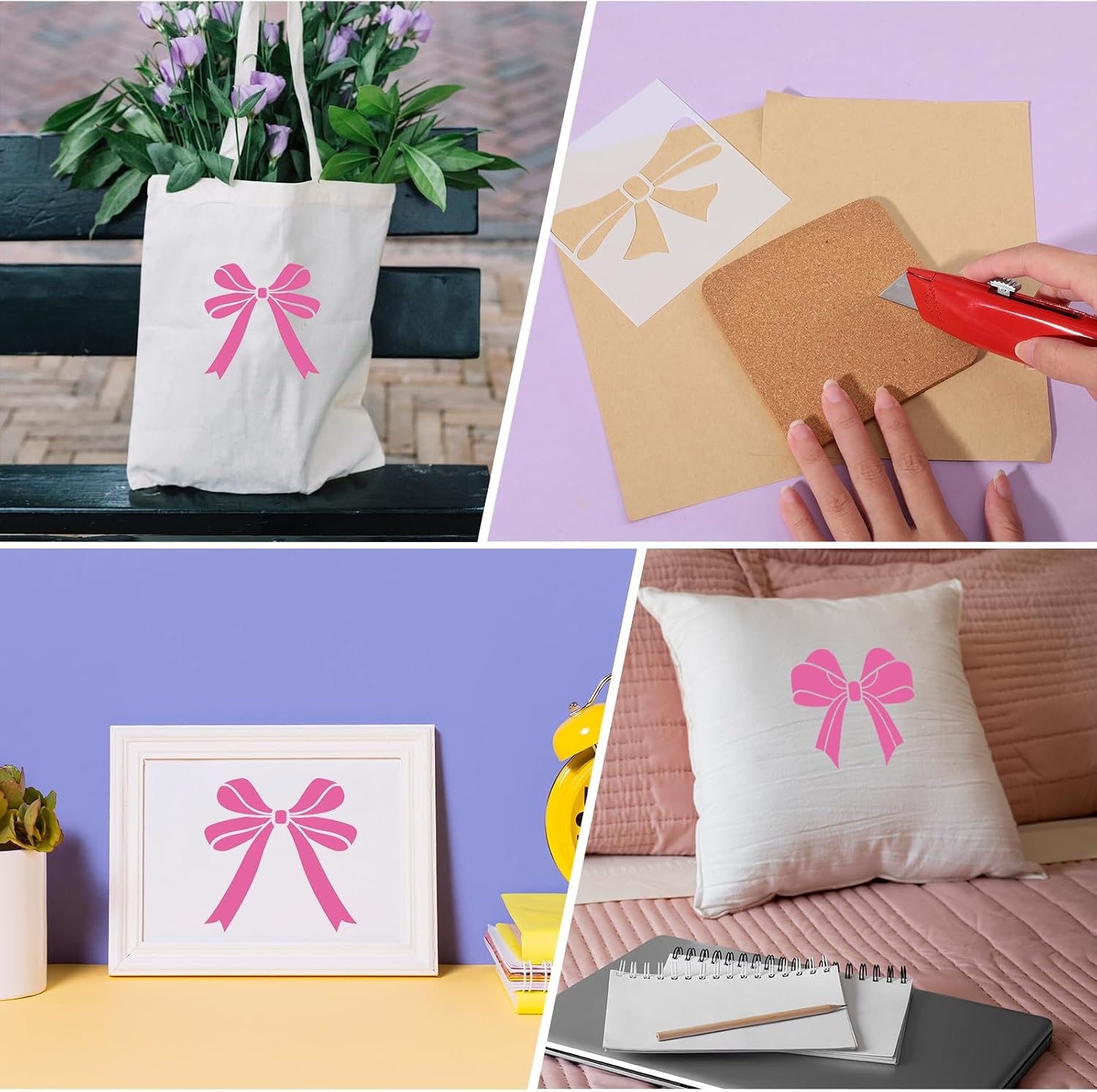 16 Pcs Reusable Bows Stencils for Painting, Bow Stencils