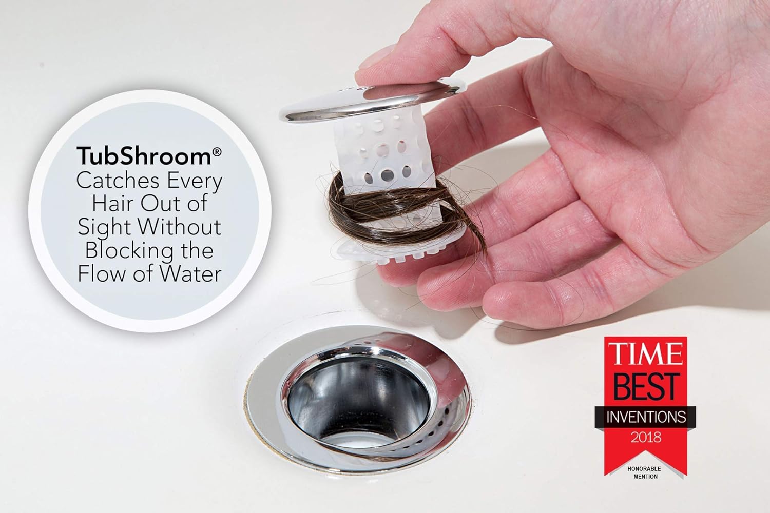 TubShroom and SinkShroom Drain Protectors Hair Catchers for Bathtubs and Sinks, Chrome - Image 4