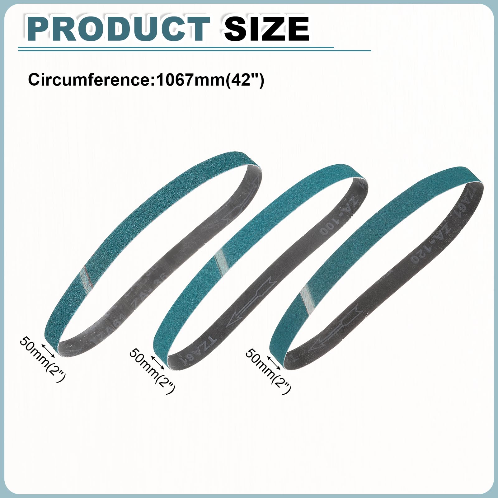 QUARKZMAN 50mm x 1067mm Bandas De Lijado, 18 Pzs 36/100/120 Grano Corindón Zirconia Banda Abrasiva Para Lijadora De Banda Para Carpintería, Pulido De Metales, Afilador De Cuchillos