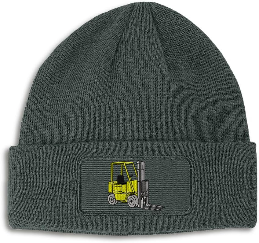 Speedy Pros Patch Beanie Forklift Construction Embroidery Skull Cap Hats for Men & Women Acrylic Winter Hats One Size